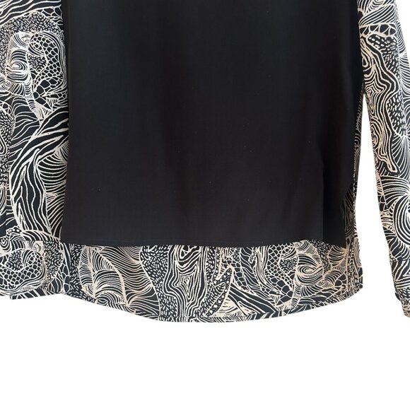Diane Von Furstenberg black and cream long sleeve 100% silk top. Size 0. - Picture 4 of 11